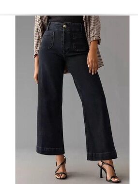 Maeve Anthropologie The Colette Wide Leg Jeans Women’s 31 P Faded Black A